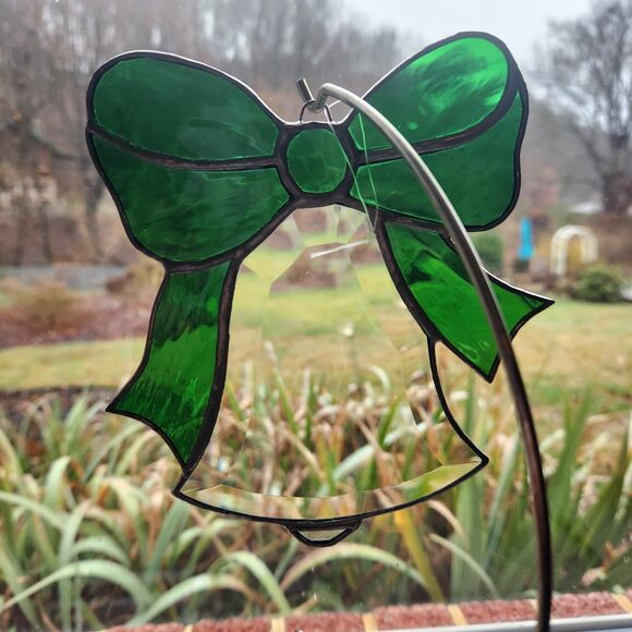 Stained Glass Christmas Sun Catchers Window Ornament Set of 3 Tree Bell Present - Picture 10 of 15